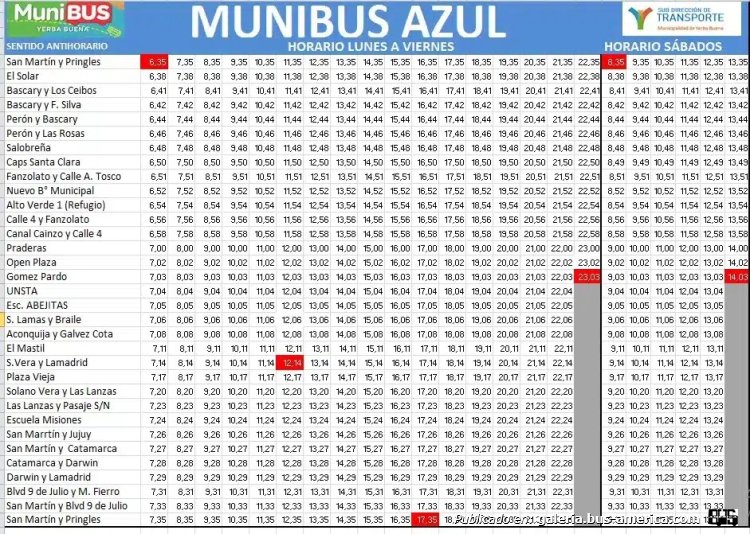 Munibus
Línea Azul (Yerba Buena)

Planilla de horarios

https://www.yerbabuena.gob.ar
