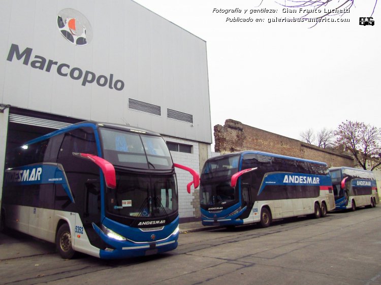 Scania K - Marcopolo G8 Paradiso 1800 DD (en Argentina) - Andesmar
[url=https://bus-america.com/galeria/displayimage.php?pid=57977]https://bus-america.com/galeria/displayimage.php?pid=57977[/url]
[url=https://bus-america.com/galeria/displayimage.php?pid=57978]https://bus-america.com/galeria/displayimage.php?pid=57978[/url]
[url=https://bus-america.com/galeria/displayimage.php?pid=57974]https://bus-america.com/galeria/displayimage.php?pid=57974[/url]

Andesmar, interno 5352 [1º]


[url=https://bus-america.com/galeria/displayimage.php?pid=57975]https://bus-america.com/galeria/displayimage.php?pid=57975[/url]
[url=https://bus-america.com/galeria/displayimage.php?pid=57976]https://bus-america.com/galeria/displayimage.php?pid=57976[/url]
Andesmar, interno 5350 [2º]


[url=https://bus-america.com/galeria/displayimage.php?pid=57973]https://bus-america.com/galeria/displayimage.php?pid=57973[/url]
[url=https://bus-america.com/galeria/displayimage.php?pid=57976]https://bus-america.com/galeria/displayimage.php?pid=57976[/url]
Andesmar, interno 5347 [1º]

Fotografía y gentileza: Gian Franco Luchetti

[Datos de izquierda a derecha]
