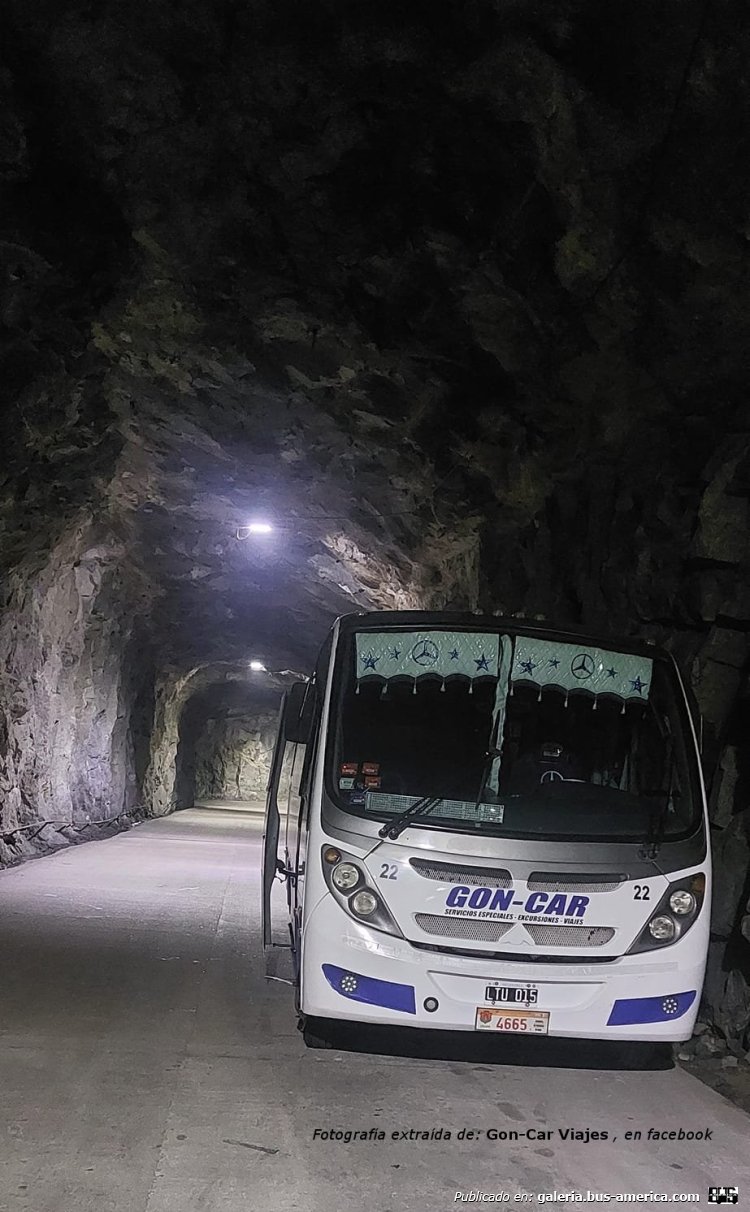 Mercedes-Benz LO 915 - Saldivia Aries A305 - Goncar Viajes
LTU 015
[url=https://bus-america.com/galeria/displayimage.php?pid=68686]https://bus-america.com/galeria/displayimage.php?pid=68686[/url]

Gon-Car (Prov.Córdoba), interno 22, patente provincial 4665

Fotografía extraída de: [url=https://www.facebook.com/photo/?fbid=834157302047985&set=pb.100063611676447.-2207520000]Gon-Car Viajes, en facebook.com[/url]
