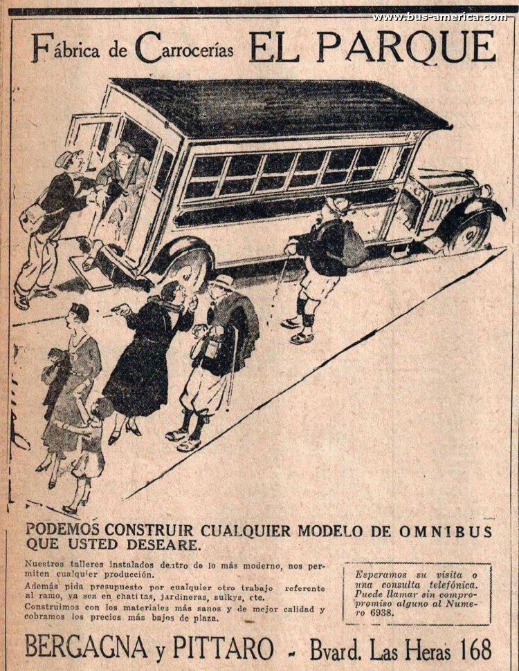 El Parque
Publicidad de: Fábrica de Carrocerías El Parque
En Diario: El País (de Córdoba), del 10 de febrero de 1931
Colección y gentileza: Jorge Etchevarne Brichetto
Extraído de: Crónicas de Villa Carlos Paz 1890 - 1930, en facebook
