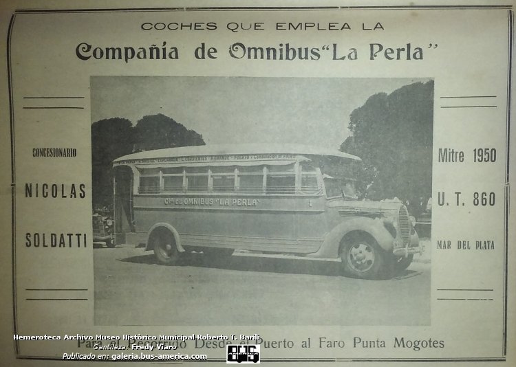 Ford V8 - Vaccaro - La Perla
La Perla (Mar del Plata), interno 1

Fotografía de diario: El Progreso (Mar del Plata)
Archivo Hemeroteca Museo Histórico Municipal Roberto T. Barili
