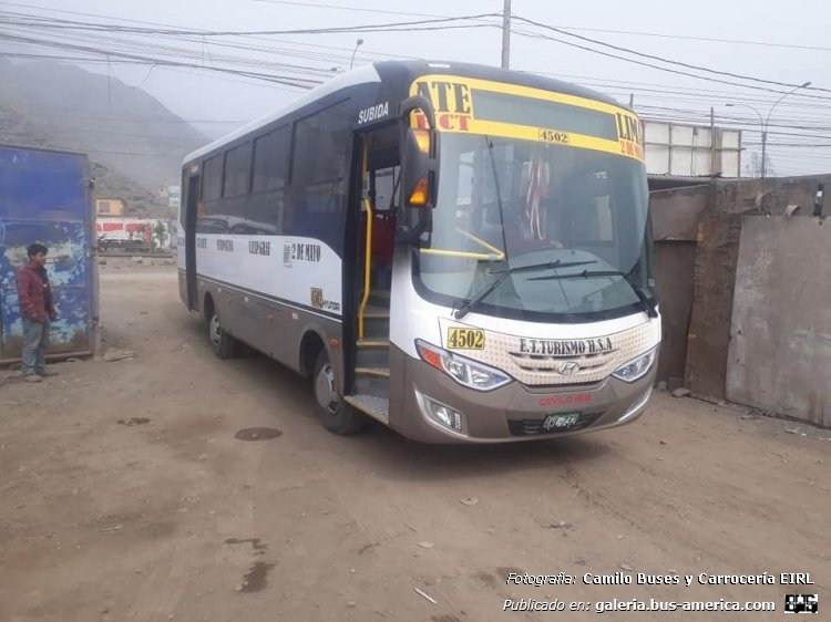 Hyundai County - Camilo Bus - Turismo
Línea 4502 (Lima)

Fotografía: Camilo Buses y Carrocerías



Archivo originalmente posteado en marzo de 2019
