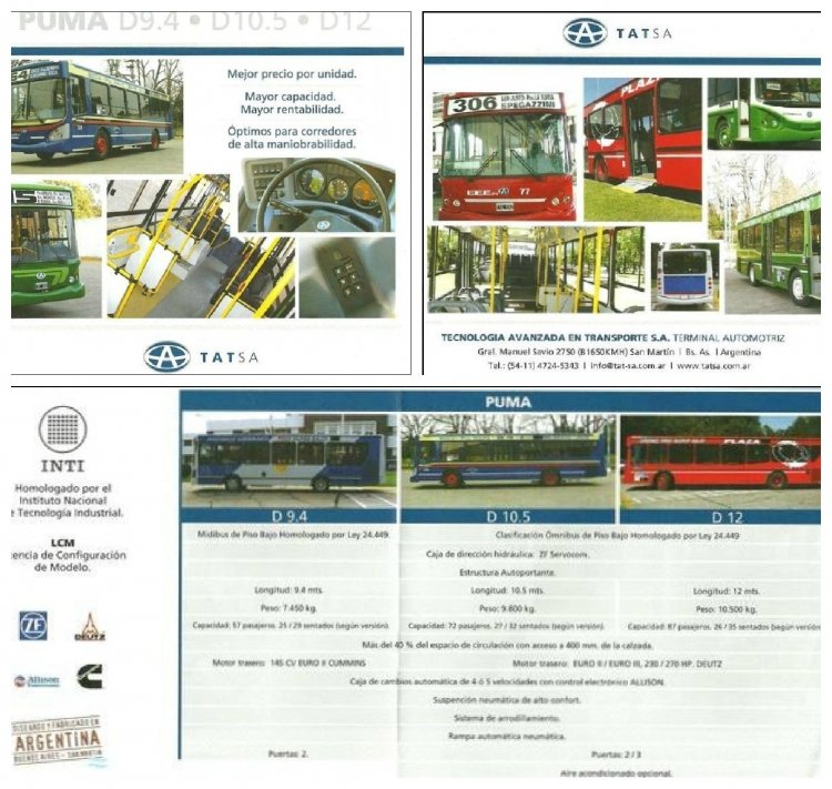 Folleto de la firma T.A.T.S.A.
Características técnicas de sus modelos
Palabras clave: Tom / TATSA