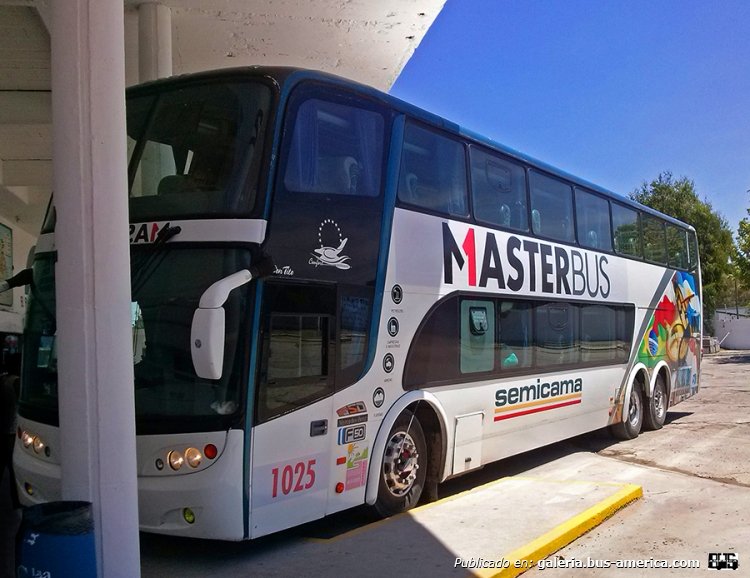 Mercedes-Benz O-500 RSD - Sudamericanas - Master Bus 
Interno 1025
Terminal San Bernardo

http://galeria.bus-america.com/displayimage.php?pid=34293
