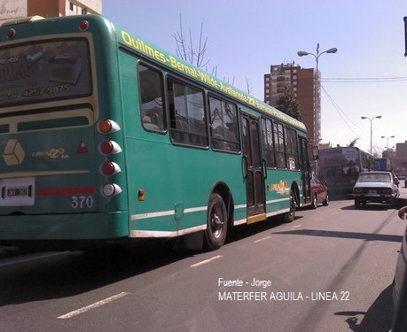 Materfer Águila - Línea 22
JWV 382
Línea 22 - Interno 370
Avda Mitre - Wilde.

http://galeria.bus-america.com/displayimage.php?pos=-26112
Palabras clave: Materfer 