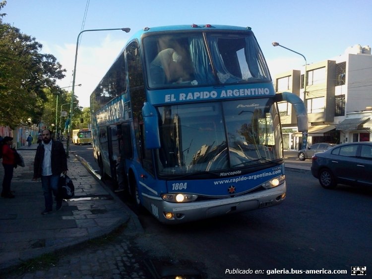 Volvo - Marcopolo (en Argentina) - El Rápido Argentino
GIO 632
Interno 1804
Al servicio de SOFSE Línea General Roca: Plaza Constitución-La Plata directo por autopista.

Foto: Sebastián Gutiérrez
Palabras clave: Volvo Marcopolo Paradiso El Rápido Argentino Plaza