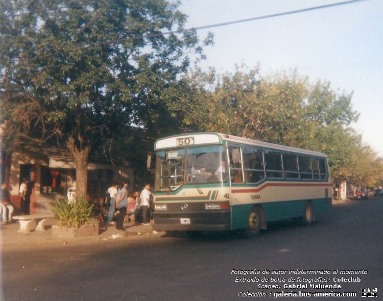 Mercedes-Benz OH 1316 - San Juan - TANHSA
RMD 248 - ex patente F.021870
[url=https://bus-america.com/galeria/displayimage.php?pid=5254]https://bus-america.com/galeria/displayimage.php?pid=5254[/url]
[url=https://bus-america.com/galeria/displayimage.php?pid=5255]https://bus-america.com/galeria/displayimage.php?pid=5255[/url]

Línea 501 (Pdo.San Nicolás), interno 42

Fotógrafo: desconocido al momento
Extraído de bolsa de fotografías del Coleclub
Scaneo: Gabriel Maluende
Colección: www.bus-america.com

