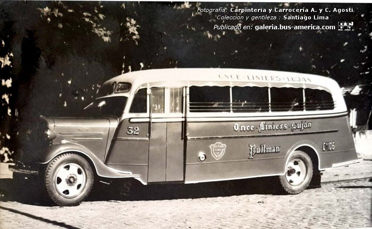 Chevrolet Master - Agosti - Once Liniers Luján
[url=https://bus-america.com/galeria/displayimage.php?pid=55887]https://bus-america.com/galeria/displayimage.php?pid=55887[/url]
Linea 5 (Buenos Aires), interno 32

Fotografía de: Carpintería y Carrocería de Antonio y Carlos Agosti
Gentileza: Santiago Lima

Los invito a conocer la historia de esta carrocería en:
[url=https://www.bus-america.com/ARcarrocerias/Agosti/Agosti-histo.php]Historia de Carpitnería y Carrocería A. y C. Agosti[/url]
