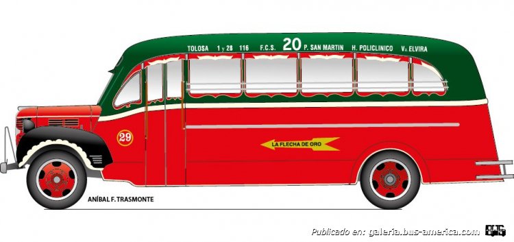 Dodge - Agosti - La Flecha de Oro
Línea 20 (Pdo. La Plata), interno 29

Ilustración y gentileza: Anibal Trasmonte

Los invito a conocer la historia de esta carrocería en:
[url=https://www.bus-america.com/ARcarrocerias/Agosti/Agosti-histo.php]Historia de Carpitnería y Carrocería A. y C. Agosti[/url]
