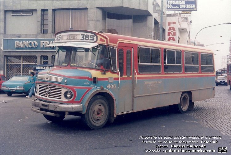 Mercedes-Benz LO 1114 - San Juan - Emp. San Vicente
Línea 385 (Prov. Buenos Aires), interno 406

Fotógrafo: desconocido
Scaneo: Gabriel Maluende
Colección: www.bus-america.com 
