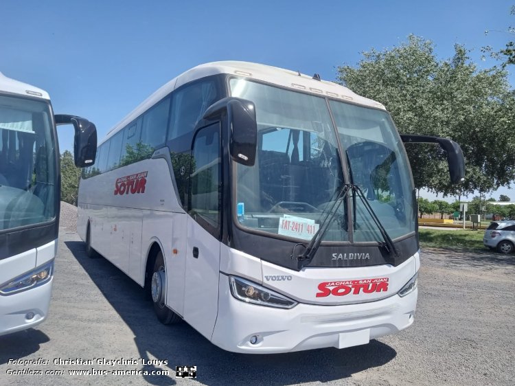 Volvo B - Saldivia A365/1200 - Sotur
FAT-2411 (patente provisoria)
[url=https://bus-america.com/galeria/displayimage.php?pid=66043]https://bus-america.com/galeria/displayimage.php?pid=66043[/url]

Sotur (Prov.San Juan)

Fotografía y gentileza: Christian "Glaychris" Louys
