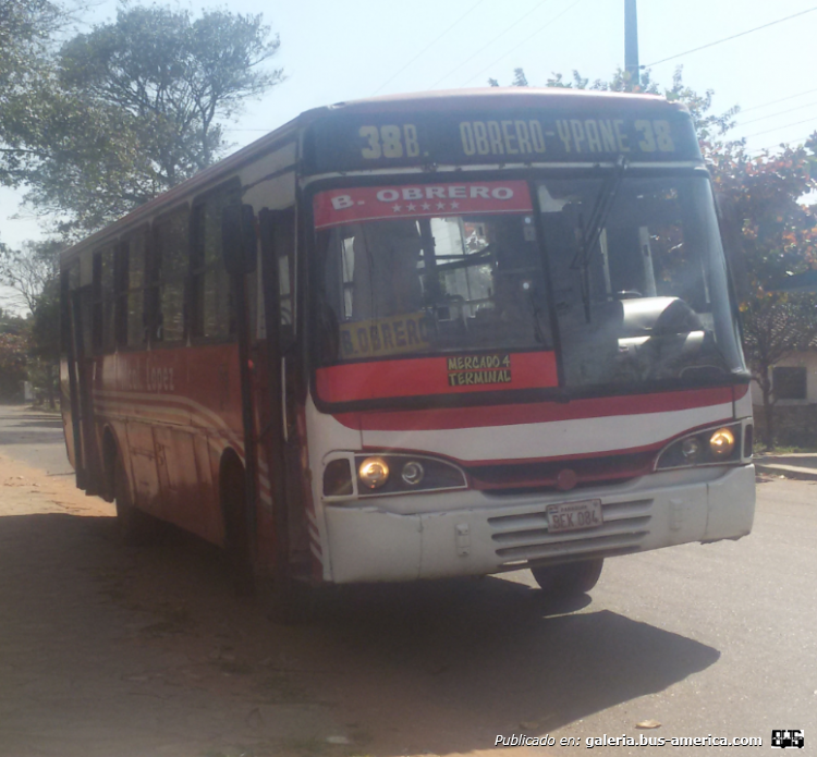 Mercedes-Benz OF 1318 - CAIO Alpha (en Paraguay) - Mariscal López 
BEK 084
Línea 38 - Interno 62
Recorrido Mbokajaty, Salinas hasta B.Obrero

http://galeria.bus-america.com/displayimage.php?pid=37030
