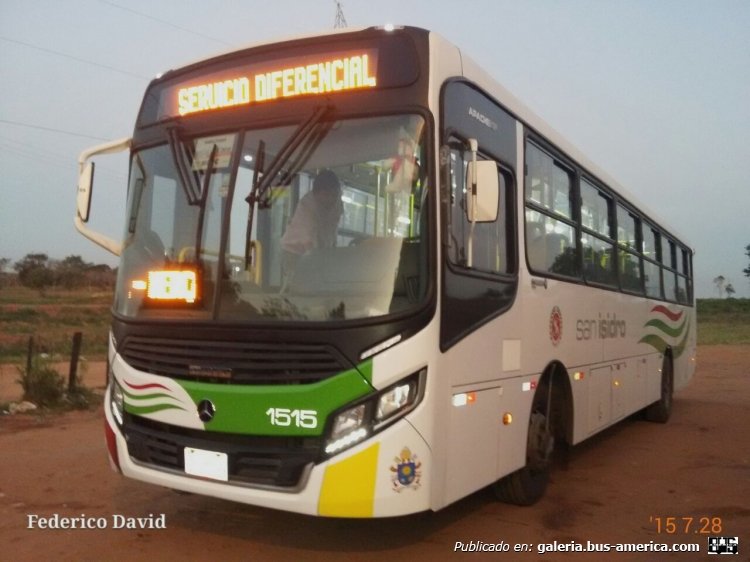 Mercedes-Benz OF 1722 - CAIO Apache vip 4 (en Paraguay) - Empresa San Isidro , Línea 48
http://galeria.bus-america.com/displayimage.php?pid=36928

Foto Original Federico David

Este bus llego 0km como parte del nuevo sistema de renovación de flotas de la empresa San Isidro ofrece servicio climatizado es decir con A.A posee tres puertas de acceso de las cuales una de ellas la central cuenta con rampa para personas discapacitadas y posee sistema de circuito cerrado interno (Camaras de seguridad)

Línea 48
Itinerario Puerto Pabla (ciudad de Lambare) hasta Villa Madrid (Ciudad de Limpio)
