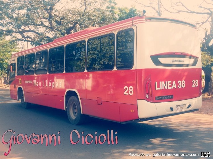 Mercedes-Benz OF 1722 - Marcopolo New Torino (en Paraguay) - Mcal. López , Linea 38 , Interno 28
BUA 509
http://galeria.bus-america.com/displayimage.php?pid=38013
Lateral y Culata

Bus año 2015 con Servicio Climatizado
