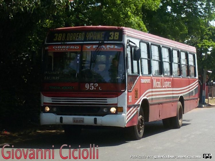 Mercedes-Benz OF 1318 - Marcopolo Torino GV (en Paraguay) - Mcal. López  , Linea 38 , Interno 38
AJA 078
http://galeria.bus-america.com/displayimage.php?pid=37599

Último año de este bus posiblemente este bus el año que viene va a ser vendido a alguna linea de interno o al interior del pais
Frente y Lateral

Avda Paraguay Ciudad de San Antonio departamento Central
