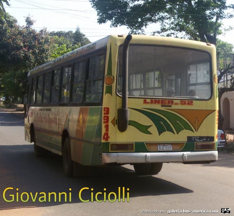 Mercedes-Benz OF 1721 - Marcopolo Torino GV (en Paraguay) - La Candelaria Capiatá , Linea 52 , Interno 9914
BJC 517
http://galeria.bus-america.com/displayimage.php?pid=37620

San Antonio Departamento Central - Avda Paraguay
