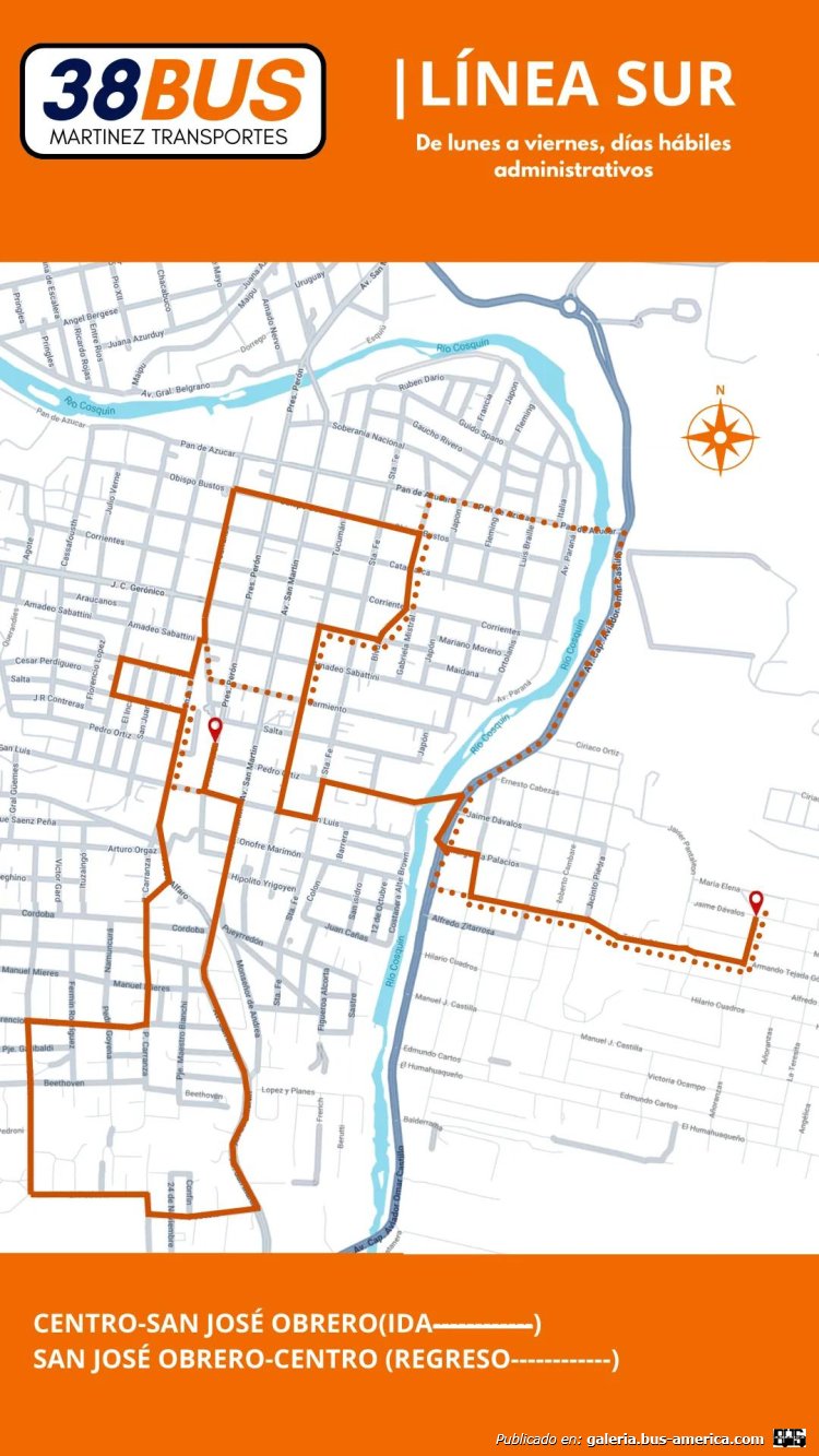 38 Bus , Martínez
Línea 1 "Sur" (Cosquín)


Genilteza: 38 Bus (Martínez Transportes)
