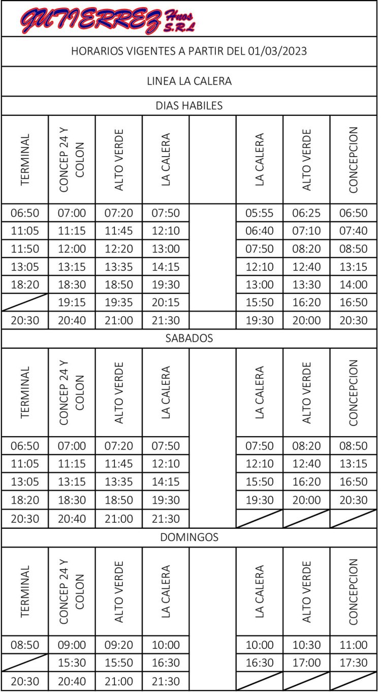 Gutierrez Hnos.
Emp.Gutierrez (Concepcíón)

Horario: Gutierrez Hnos, en facebook
