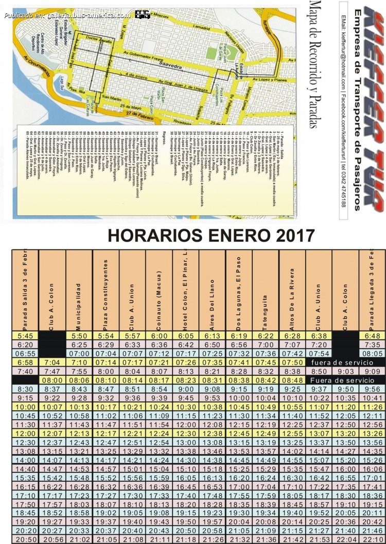 Kieffer Tur
Horarios 2017 lunes a viernes
