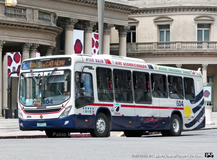 Mercedes-Benz OH 1721 L SB - Marcopolo Torino Low Entry (en Uruguay) - CUTCSA
STC-2604
[url=https://bus-america.com/galeria/displayimage.php?pid=50513]https://bus-america.com/galeria/displayimage.php?pid=50513[/url]

Coche interno 604 de la empresa Cutcsa, circulando por la línea 124 (agrupada dentro de la línea D). Con la adquisición de éstas últimas unidades y también con las próximas Audace para las líneas inter/diferenciales, se adoptó la bandera uruguaya estilizada en los laterales de los coches. Patente STC-2604

Foto: Pablo Martínez
Palabras clave: Marcopolo / Torino / Low / Entry