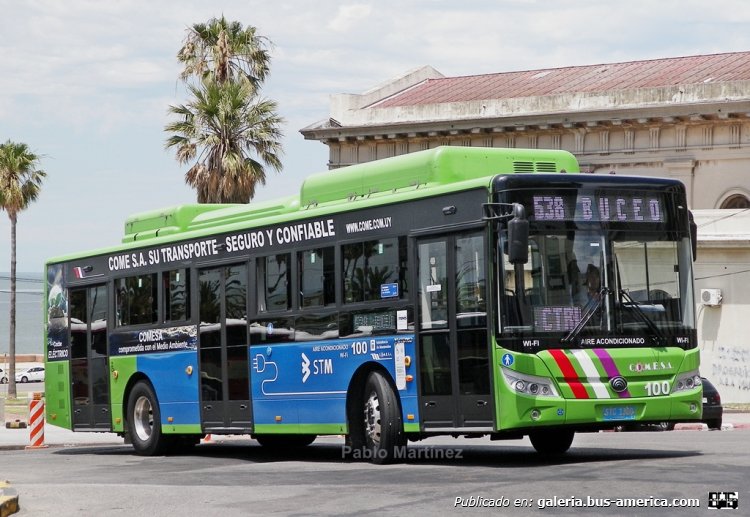 YUTONG E12 (ZK6128BEVG) ELÉCTRICO (en Uruguay) - COMEsa
STC-1300

Dejando la terminal de Ciudadela por la línea 538 con destino al barrio costero de Buceo, vemos al nuevo interno 100 de la empresa, coche 100% eléctrico y uno de los primeros 3 de su tipo en COMEsa. Patente STC-1300

Foto: Pablo Martínez
Palabras clave: YUTONG E12 ELÉCTRICO COMESA URUGUAY MONTEVIDEO