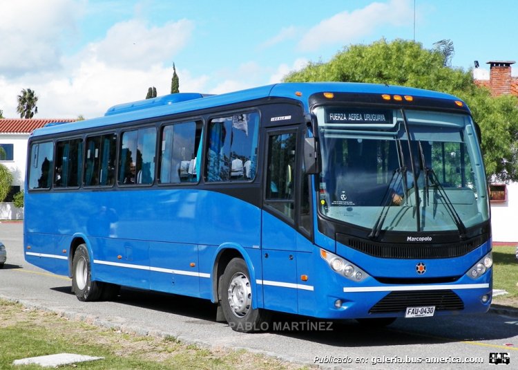 Mercedes-Benz OF 1722 - MARCOPOLO IDEALE 770 (en Uruguay) - FUERZA AÉREA URUGUAYA
FAU-0430

La FAU adquirió un total de 6 de éstos Marcopolo, para renovar su flota de transporte de personal compuesta por Mercedes Benz de los 70s y 80s. Patente FAU-0430.

Foto: Pablo Martínez
Palabras clave: MARCOPOLO IDEALE URUGUAY MONTEVIDEO FAU