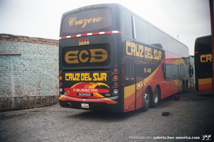 Scania K - Busscar Panorámico DD (en Perú) - Cruz del Sur
Fotógrafo: desconocido
Palabras clave: cruz del sur