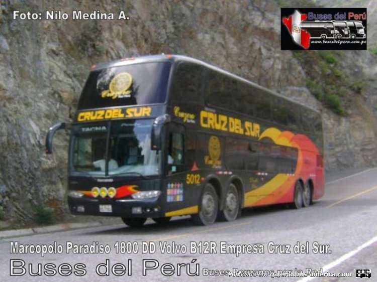 Marcopolo G6 Paradiso 1800 DD (en Perú) - Cruz del Sur
Fotógrafo: Nilo Medina A.
Extraído de: Buses del Perú
Palabras clave: cruz del sur