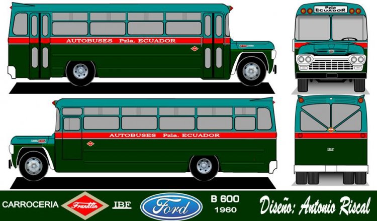 Ford B 600 - Franklin IBF - Autobuses Pza.Ecuador
Dibujo: Antonio Riscal

Puede conocer la historia de esta carrocera en: [url=https://www.bus-america.com/CHcarrocerias/Franklin/Franklin-histo.php]Historia de carrocerías Franklin[/url]
