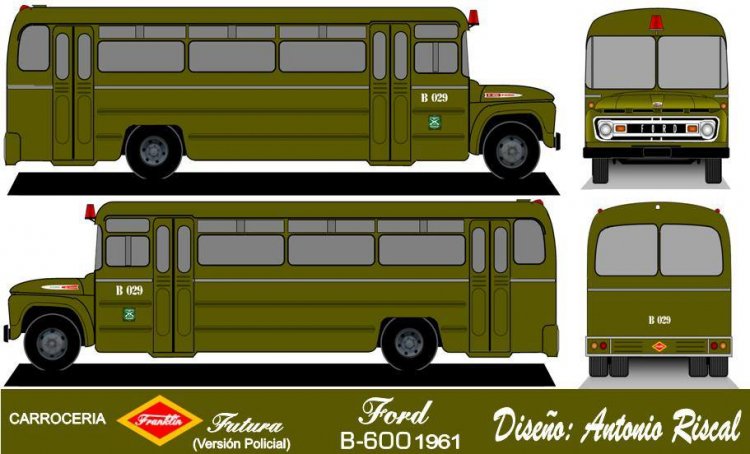 Ford B 600 - Franklin Futura - Carabineros
Dibujo: Antonio Riscal

Puede conocer la historia de esta carrocera en: [url=https://www.bus-america.com/CHcarrocerias/Franklin/Franklin-histo.php]Historia de carrocerías Franklin[/url]
