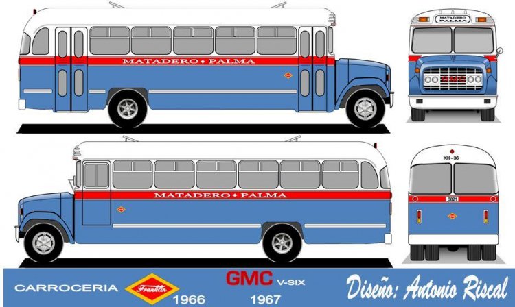 GMC V Six - Franklin - Matadero Palma
3821

Dibujo: Antonio Riscal

Puede conocer la historia de esta carrocera en: [url=https://www.bus-america.com/CHcarrocerias/Franklin/Franklin-histo.php]Historia de carrocerías Franklin[/url]

