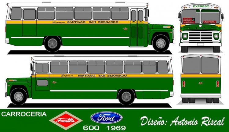 Ford B 600 - Franklin - Exp. Santiago San Bernardo
Dibujo: Antonio Riscal

Puede conocer la historia de esta carrocera en: [url=https://www.bus-america.com/CHcarrocerias/Franklin/Franklin-histo.php]Historia de carrocerías Franklin[/url]
