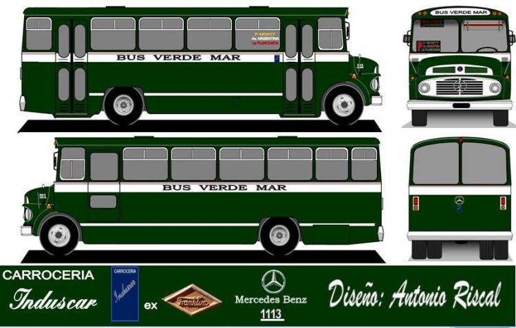 Mercedes-Benz L 1113 - Induscar - Verde Mar
Línea P (Valparaíso)

Dibujo: Antonio Riscal

Puede conocer la historia de esta carrocera en: [url=https://www.bus-america.com/CHcarrocerias/Franklin/Franklin-histo.php]Historia de carrocerías Franklin[/url]
